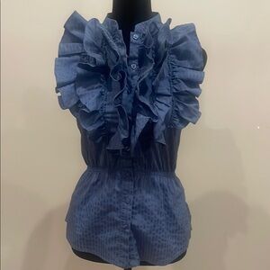 Blue Ruffled Women's Top